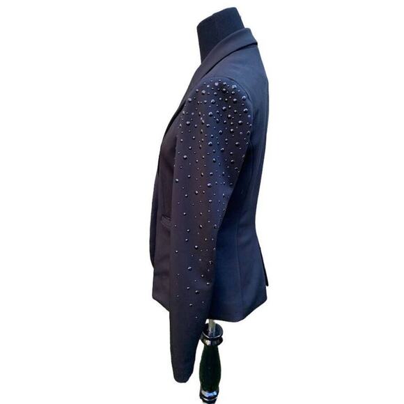 Philosophy Tuxedo Jacket Day to Night Black Studded Embellished Size 2 - Picture 2 of 5